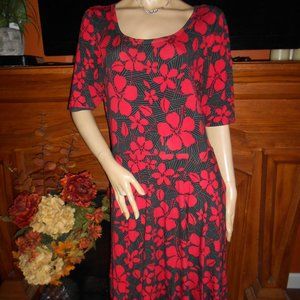 LULAROE Red Floral Knit Pullover Dress